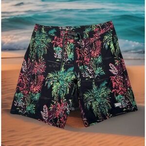 SAXX Betawave 2N1 Boardie 9" Size 32 Multi Floral BallPark Pouch Lined-EUC